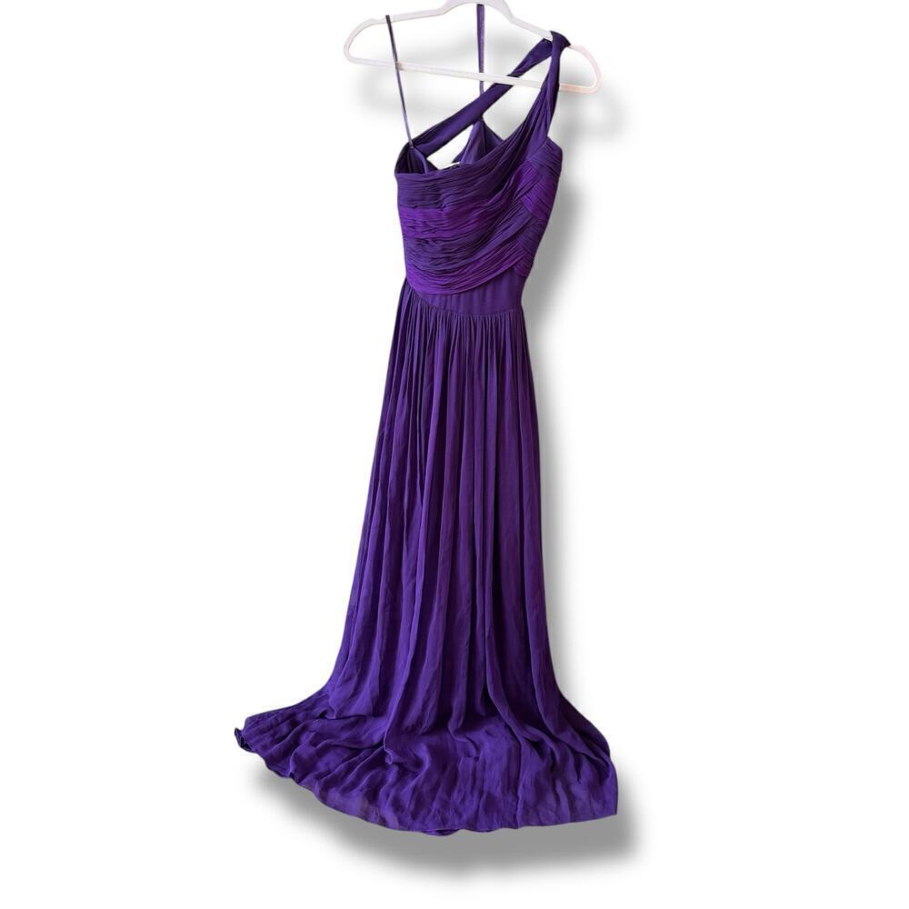 New 100% Silk Chiffon Formal Dress sz 4 purple jewel tone NWT layered pleated